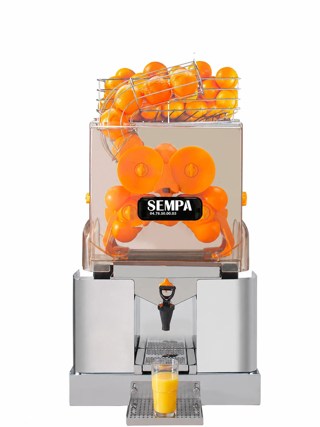 Presse-agrumes professionnel SEMPA OL 101 avec panier à fruits et robinet de service