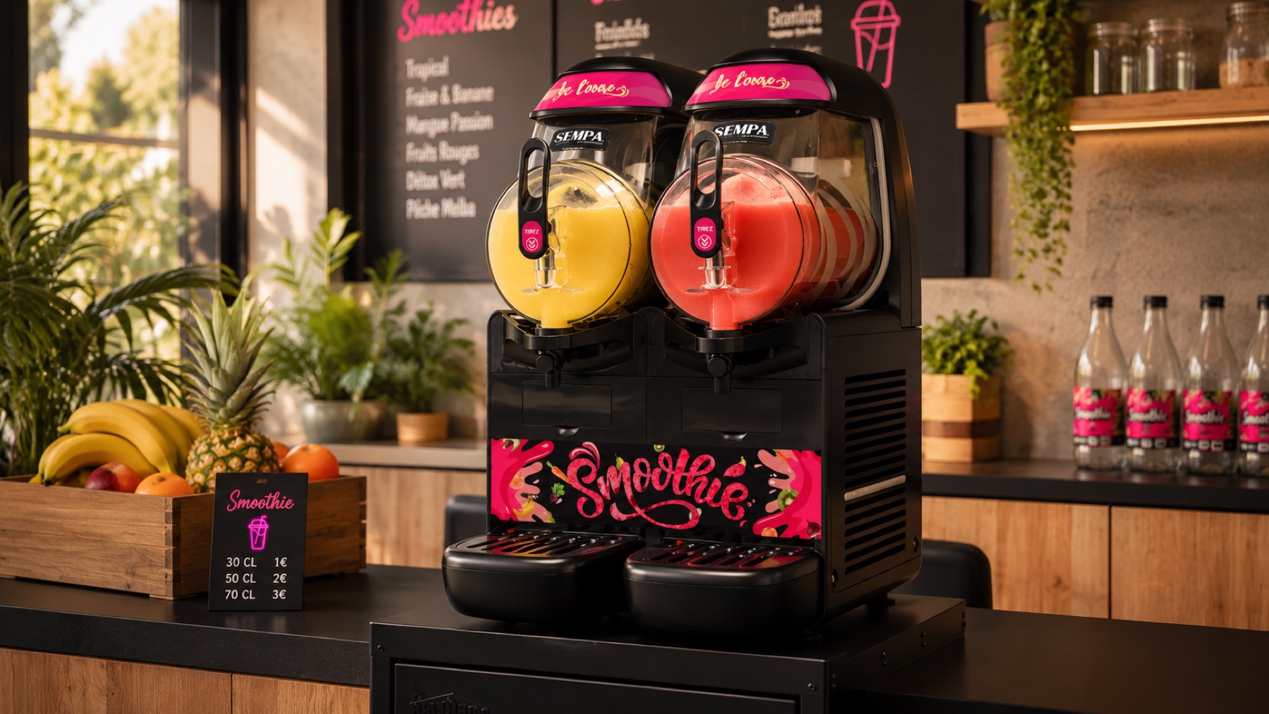 SML 126 en implantation comptoir avec deux cuves remplies
