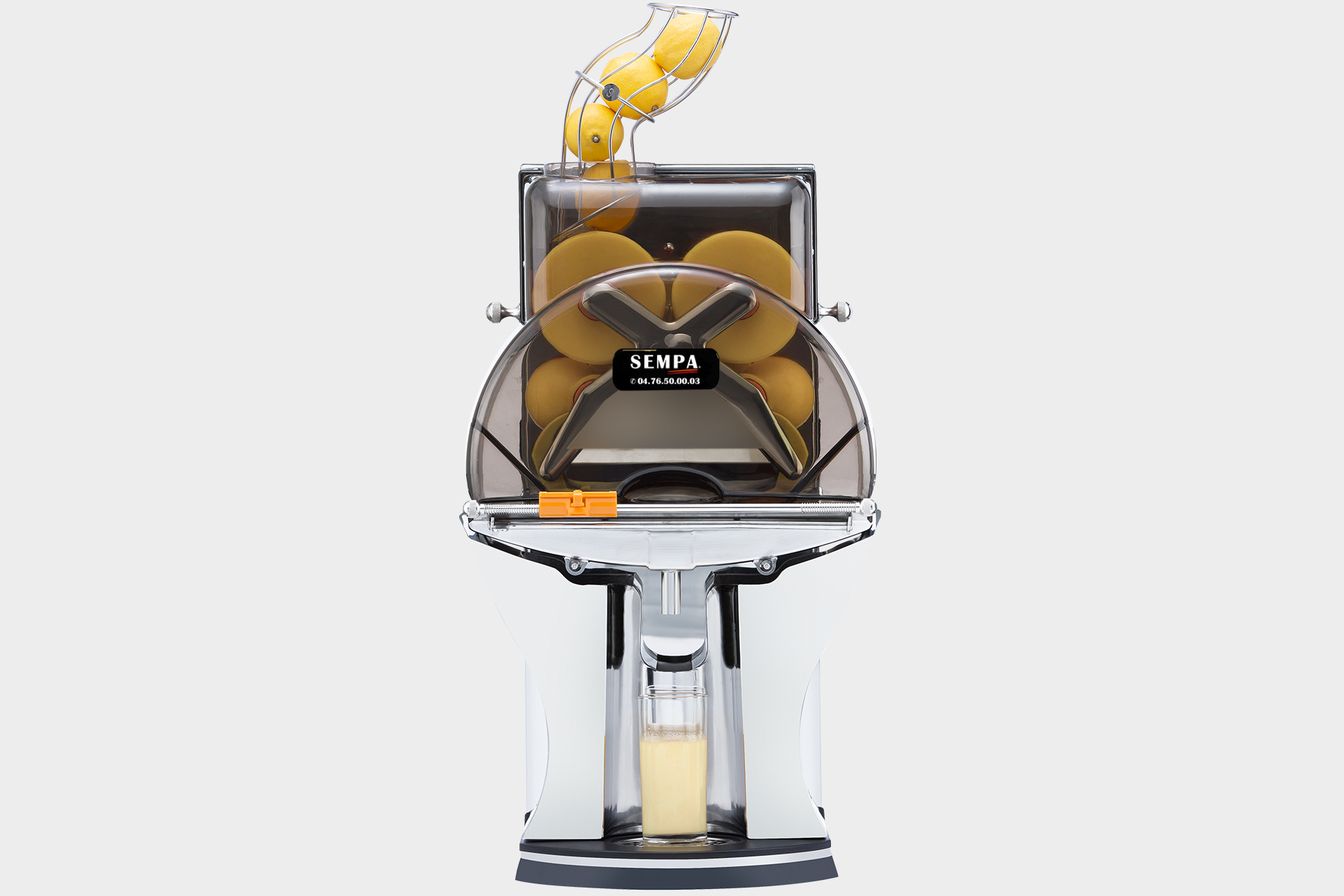 lemon juicer with automatic start with feeding of fruit